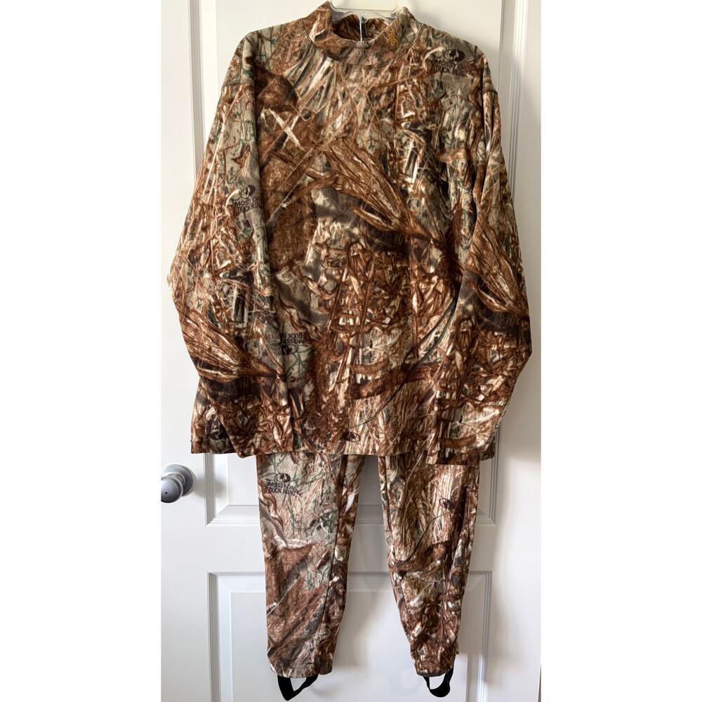 Vintage Browning Camo Mossy Oak Mock Turtleneck and Stirrup Pants Fleece L & XL